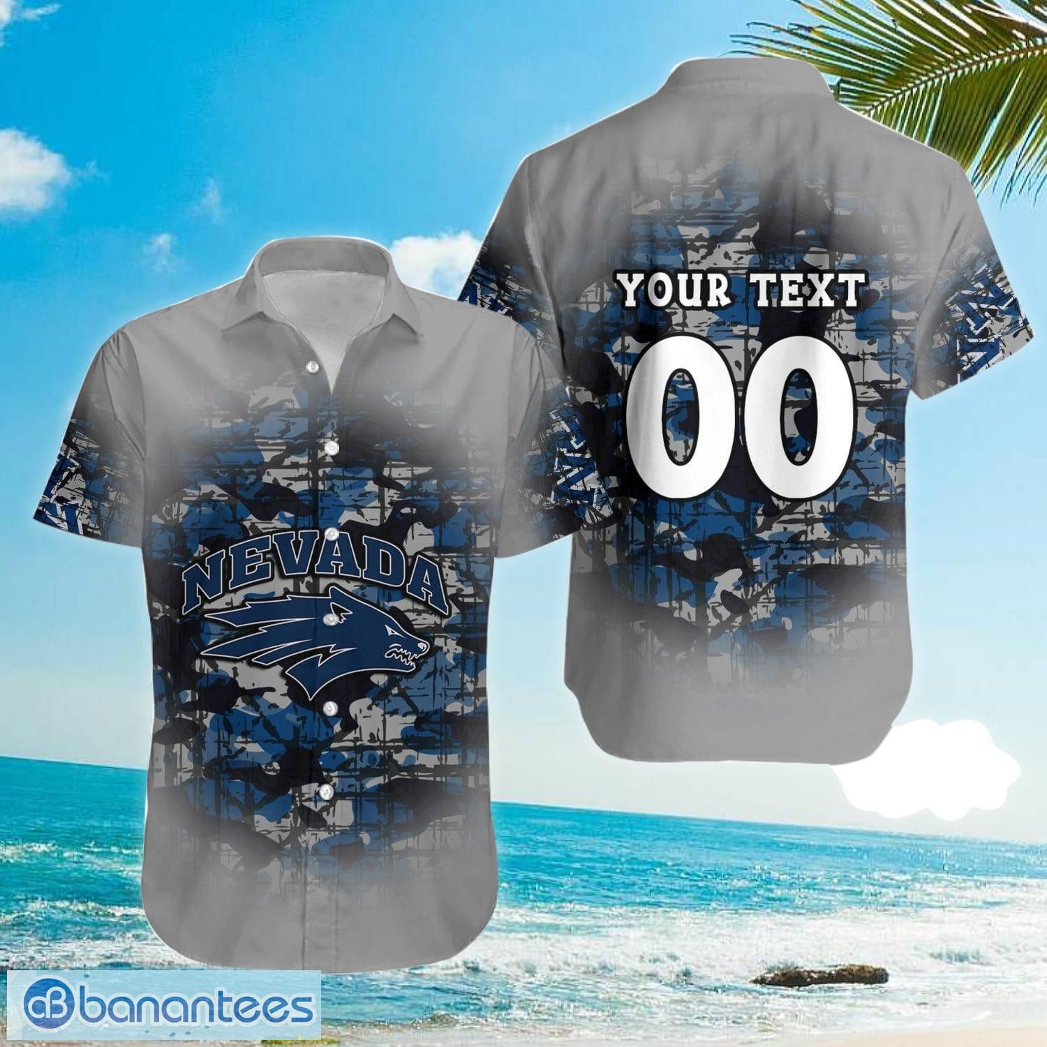 NCAA Nevada Wolf Pack Custom Text Number Camouflage Vintage Hawaiian Shirt