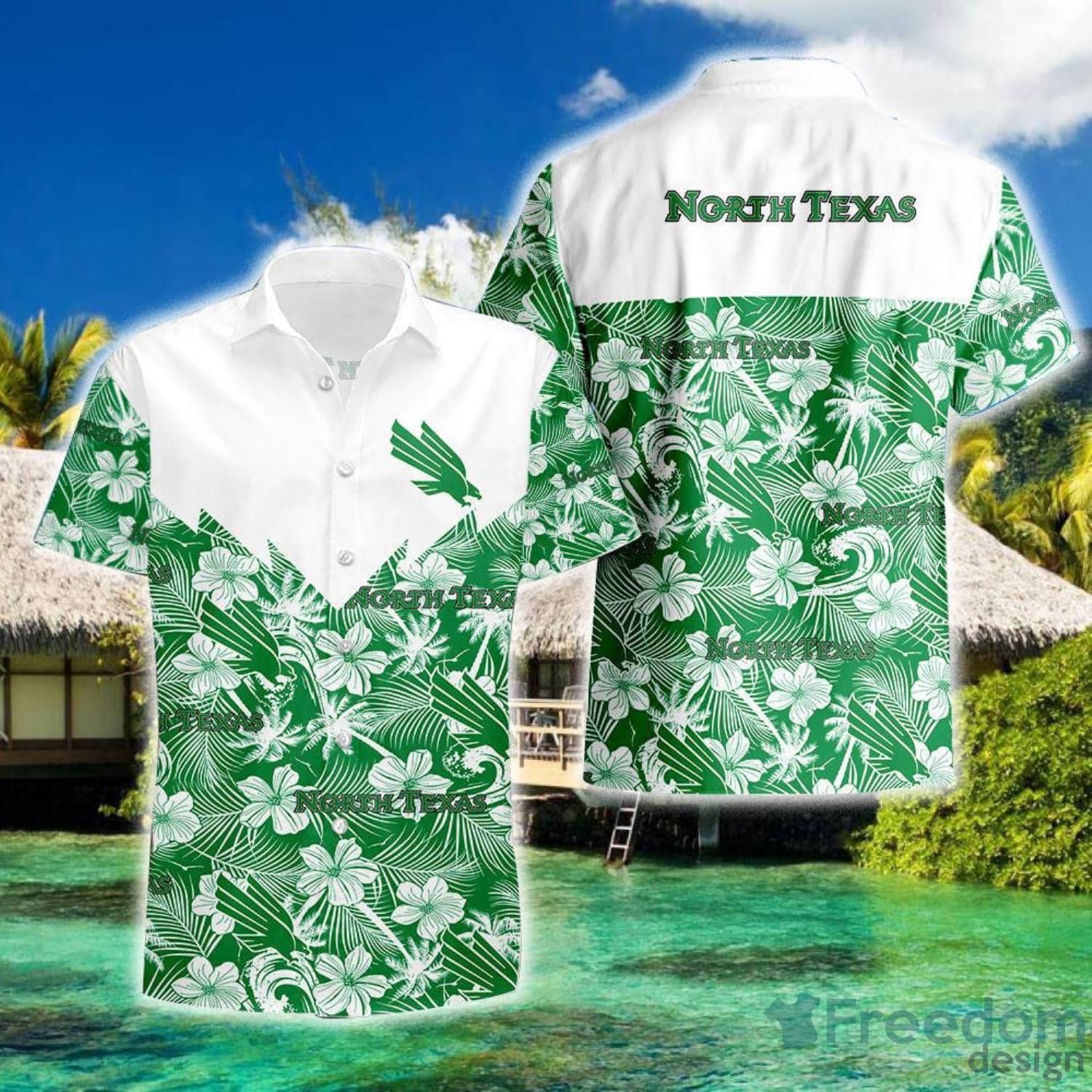 Ncaa North Texas Mean Green Tropical Seamless Trendy Hawaiian Shirt Aloha Shirt