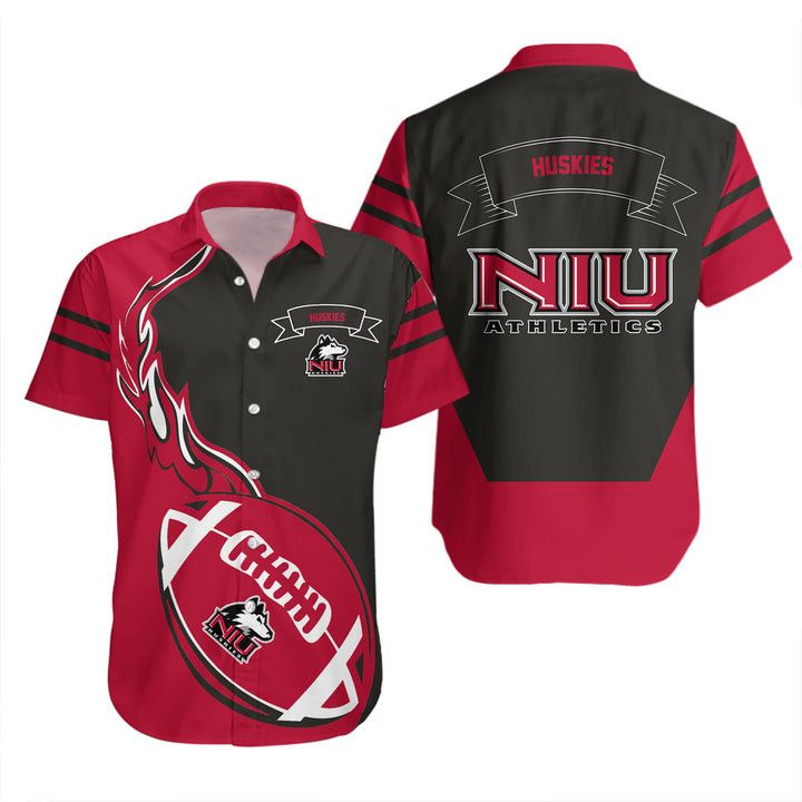 Ncaa Northern Illinois Huskies Red Black Trendy Hawaiian Shirt V2 Aloha Shirt