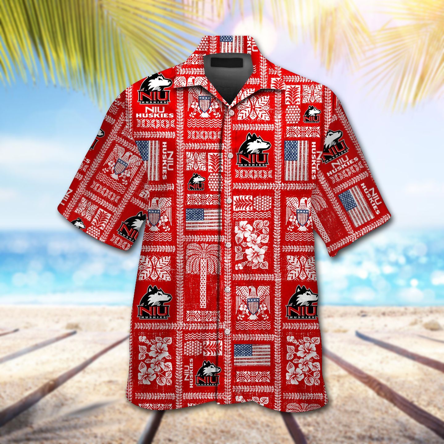NCAA Northern Illinois Huskies Red Hawaiian Shirt