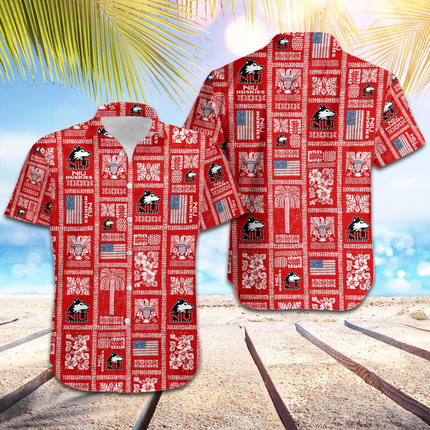 Ncaa Northern Illinois Huskies Red Trendy Hawaiian Shirt Aloha Shirt
