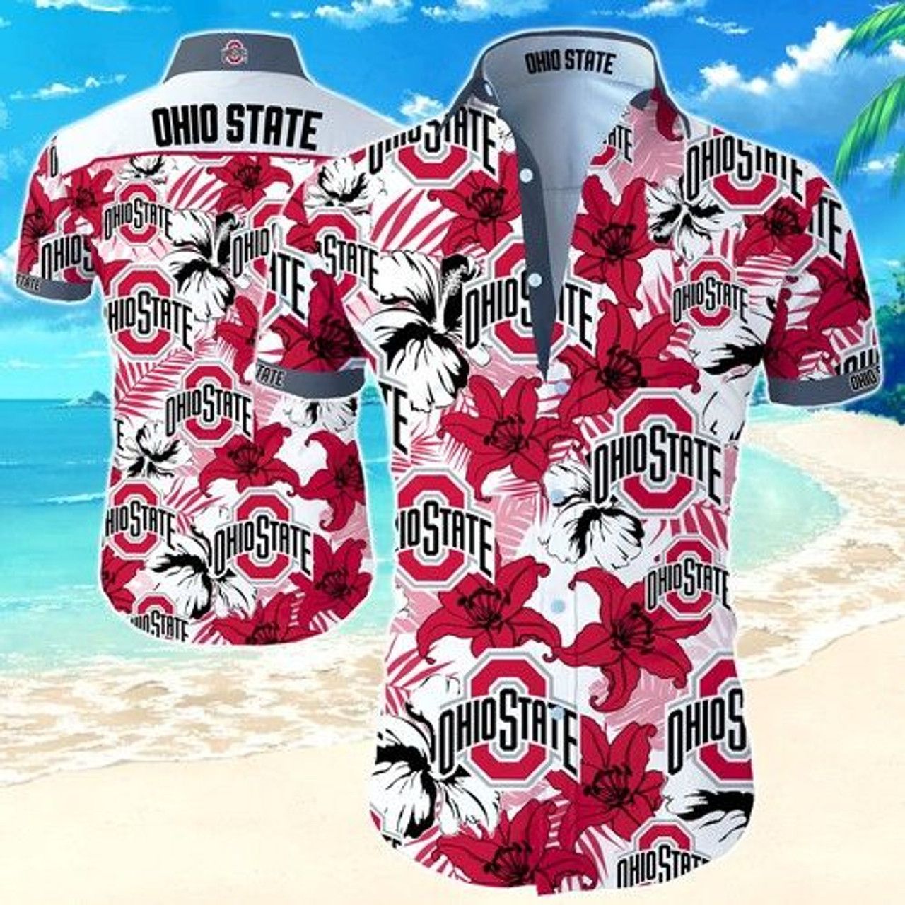 NCAA Ohio State Buckeyes Flower Red Hawaiian Shirt