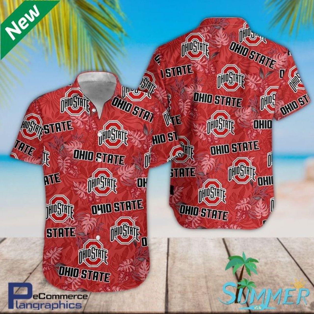 Ncaa Ohio State Buckeyes Red Trendy Hawaiian Shirt V1 Aloha Shirt