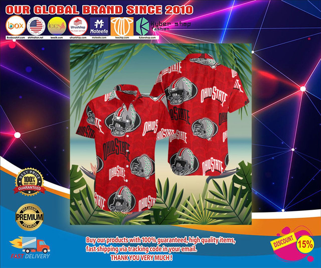 Ncaa Ohio State Buckeyes Red Trendy Hawaiian Shirt V2 Aloha Shirt