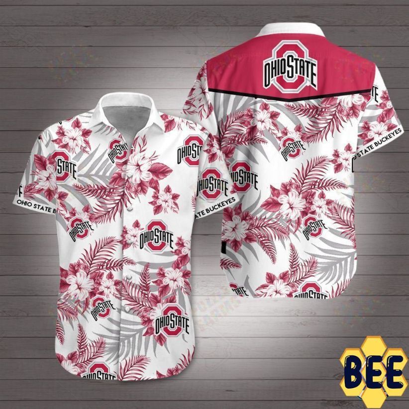 Ncaa Ohio State Buckeyes White Trendy Hawaiian Shirt Aloha Shirt