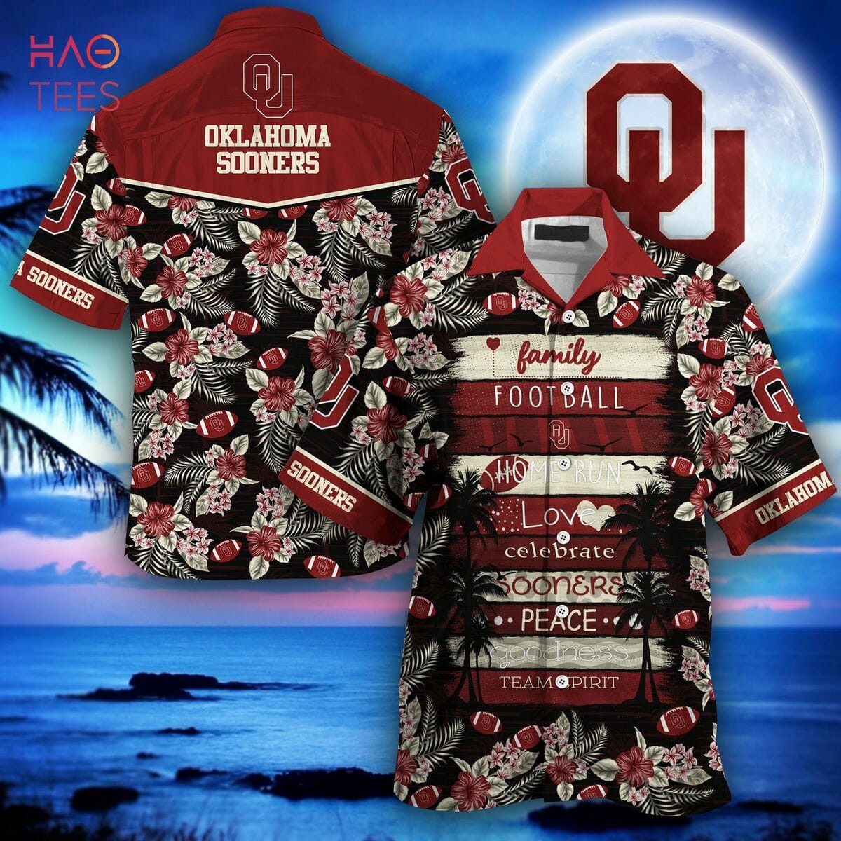 Ncaa Oklahoma Sooners Crimson Black Trendy Hawaiian Shirt V2 Aloha Shirt