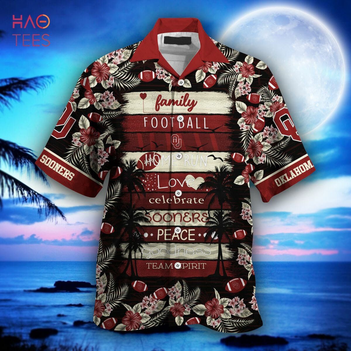 Ncaa Oklahoma Sooners Crimson Black Trendy Hawaiian Shirt V2 Aloha Shirt