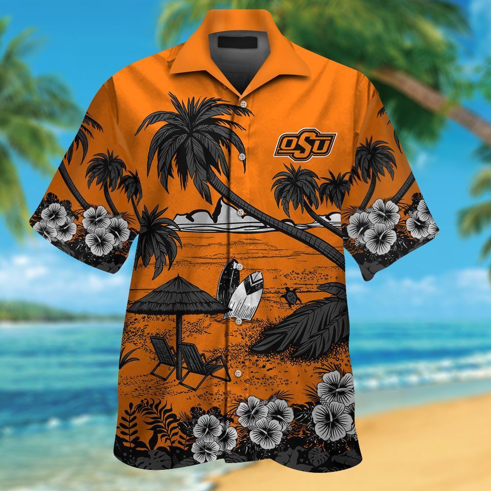 NCAA Oklahoma State Cowboys Orange Beach Hawaiian Shirt