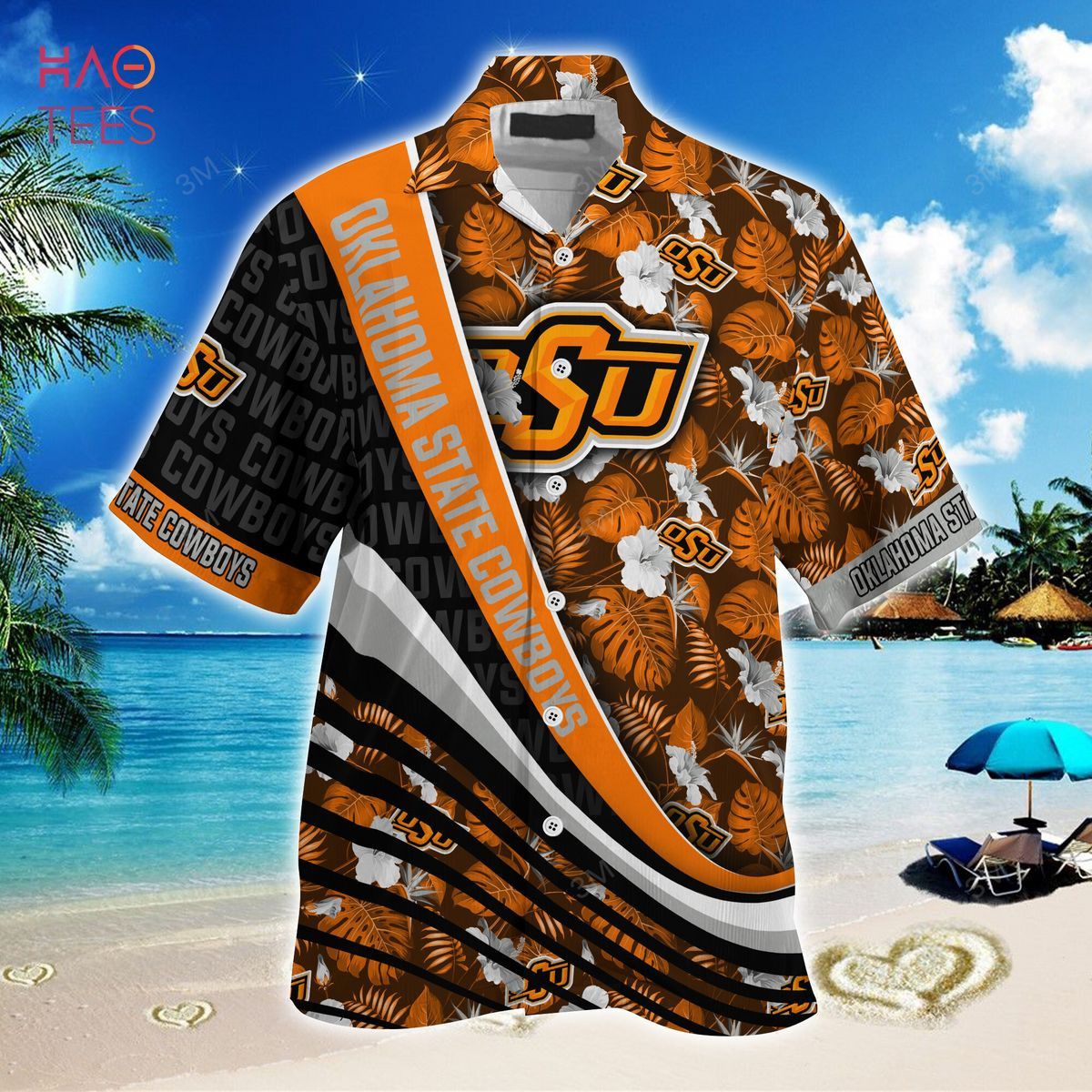 Ncaa Oklahoma State Cowboys Orange Black Trendy Hawaiian Shirt Aloha Shirt