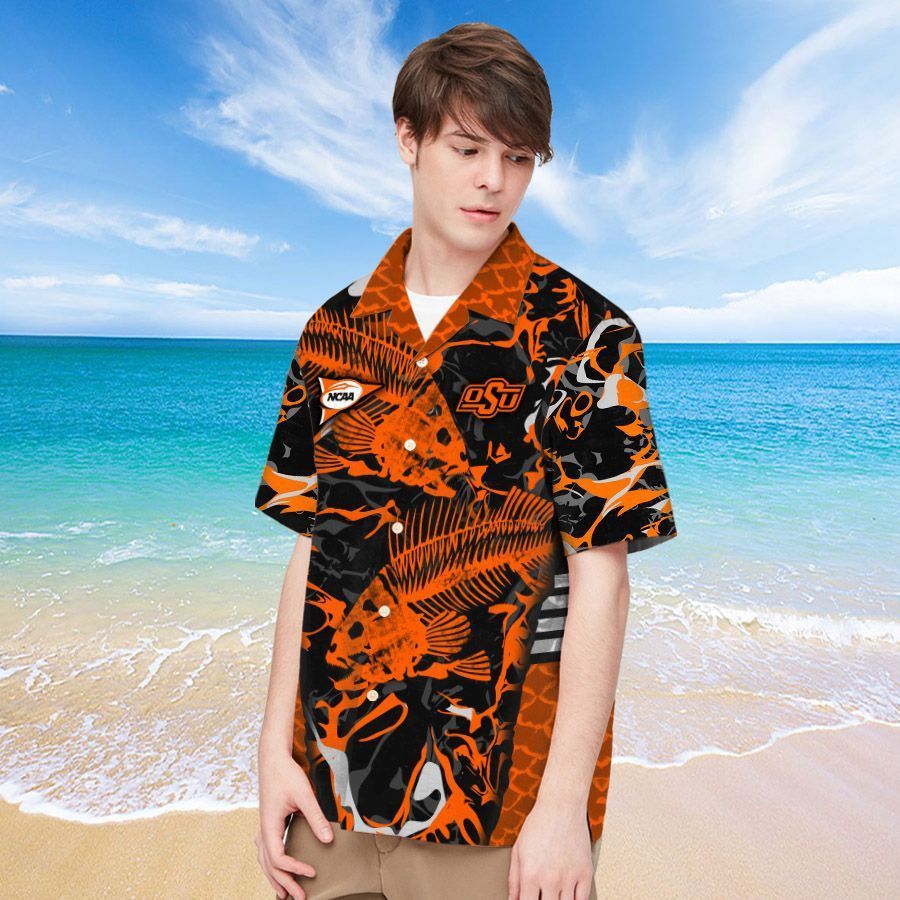 Ncaa Oklahoma State Cowboys Orange Fish Trendy Hawaiian Shirt Aloha Shirt