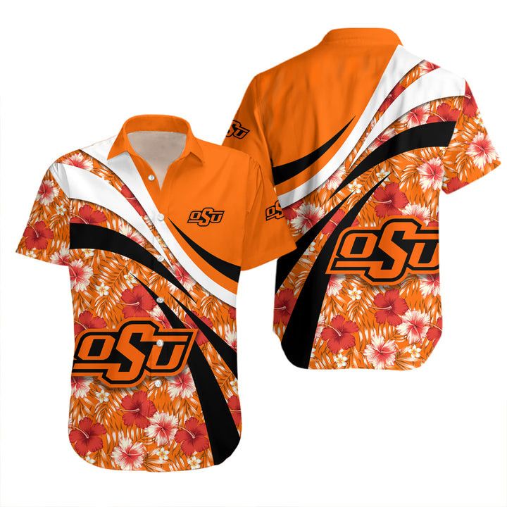 Ncaa Oklahoma State Cowboys Orange Flowers Trendy Hawaiian Shirt V8 Aloha Shirt