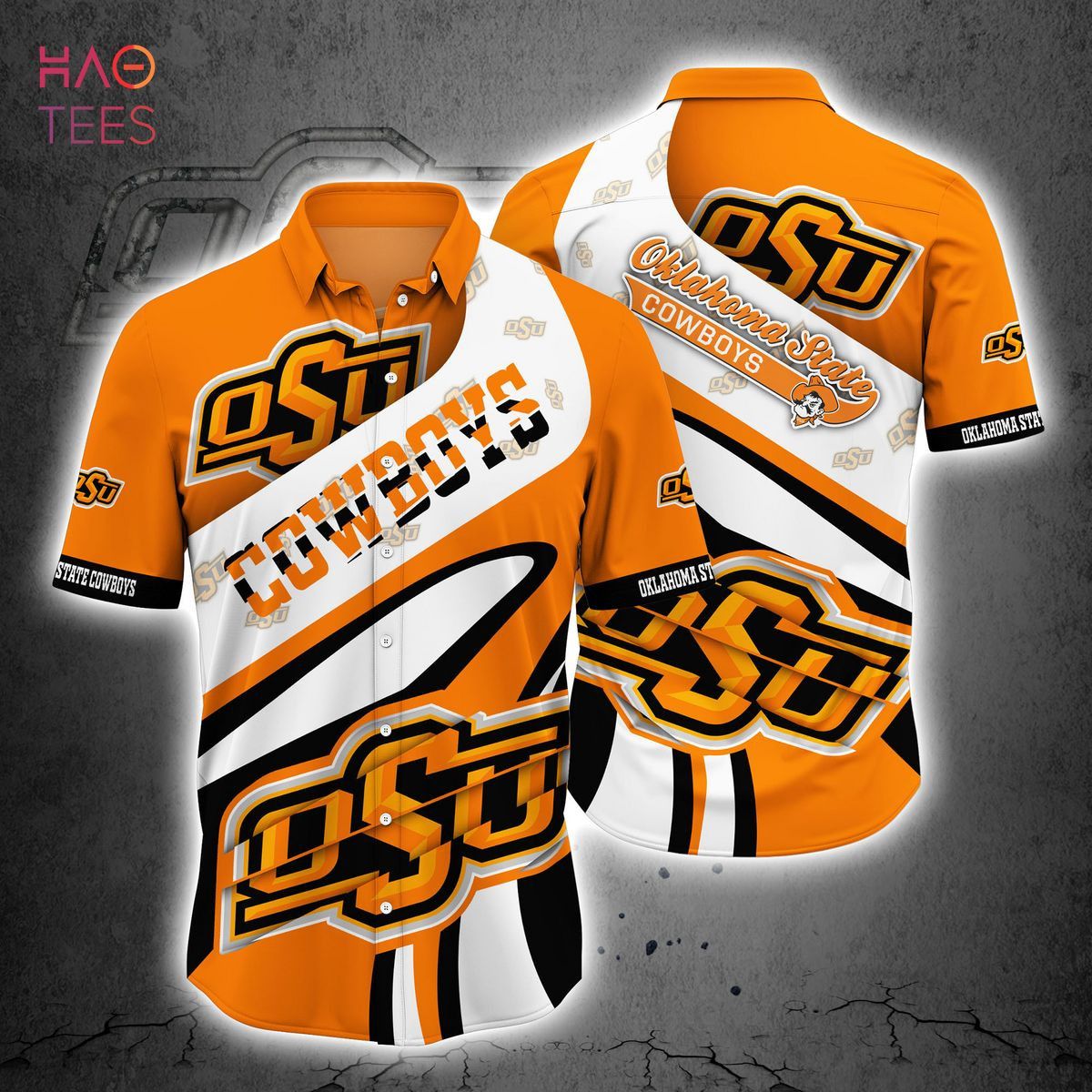 NCAA Oklahoma State Cowboys White Orange Hawaiian Shirt