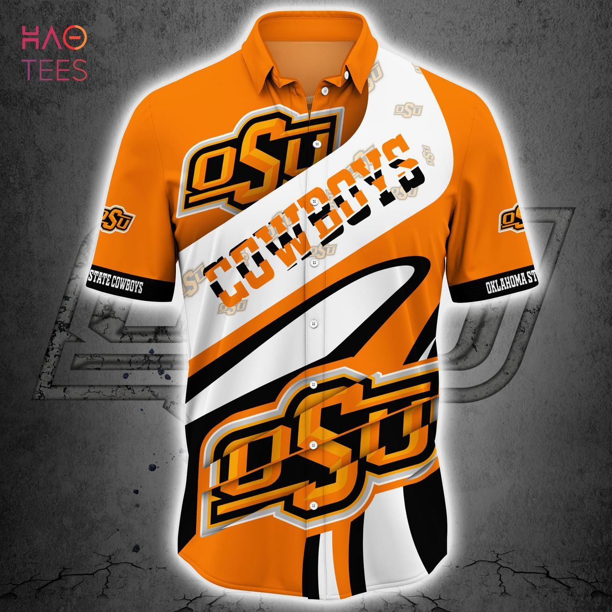 Ncaa Oklahoma State Cowboys White Orange Trendy Hawaiian Shirt Aloha Shirt