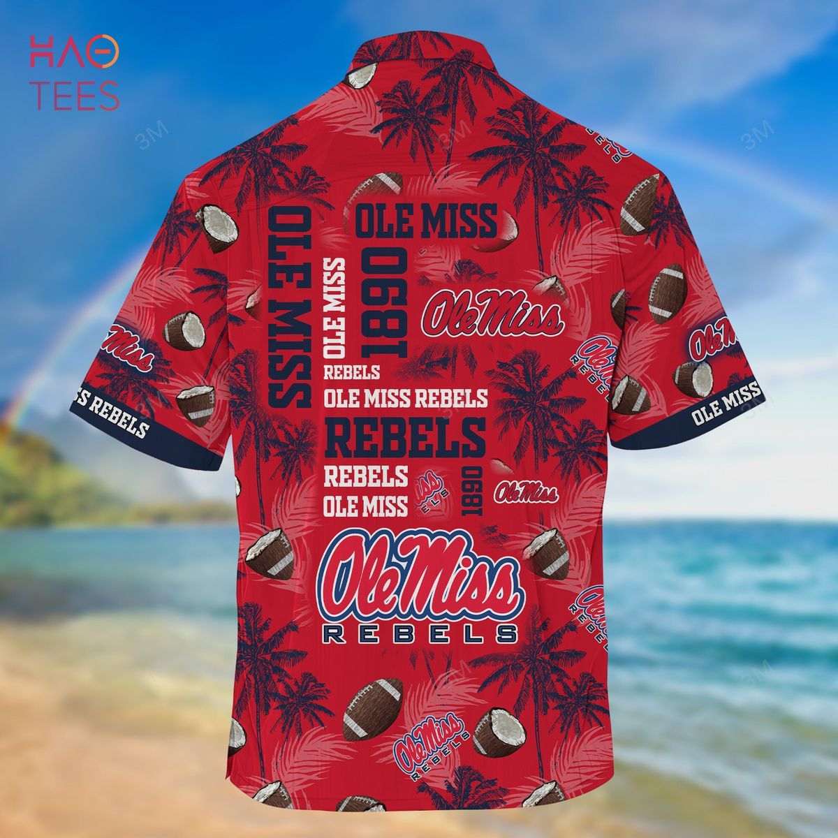 Ncaa Ole Miss Rebels Coconuts Red Blue Trendy Hawaiian Shirt Aloha Shirt