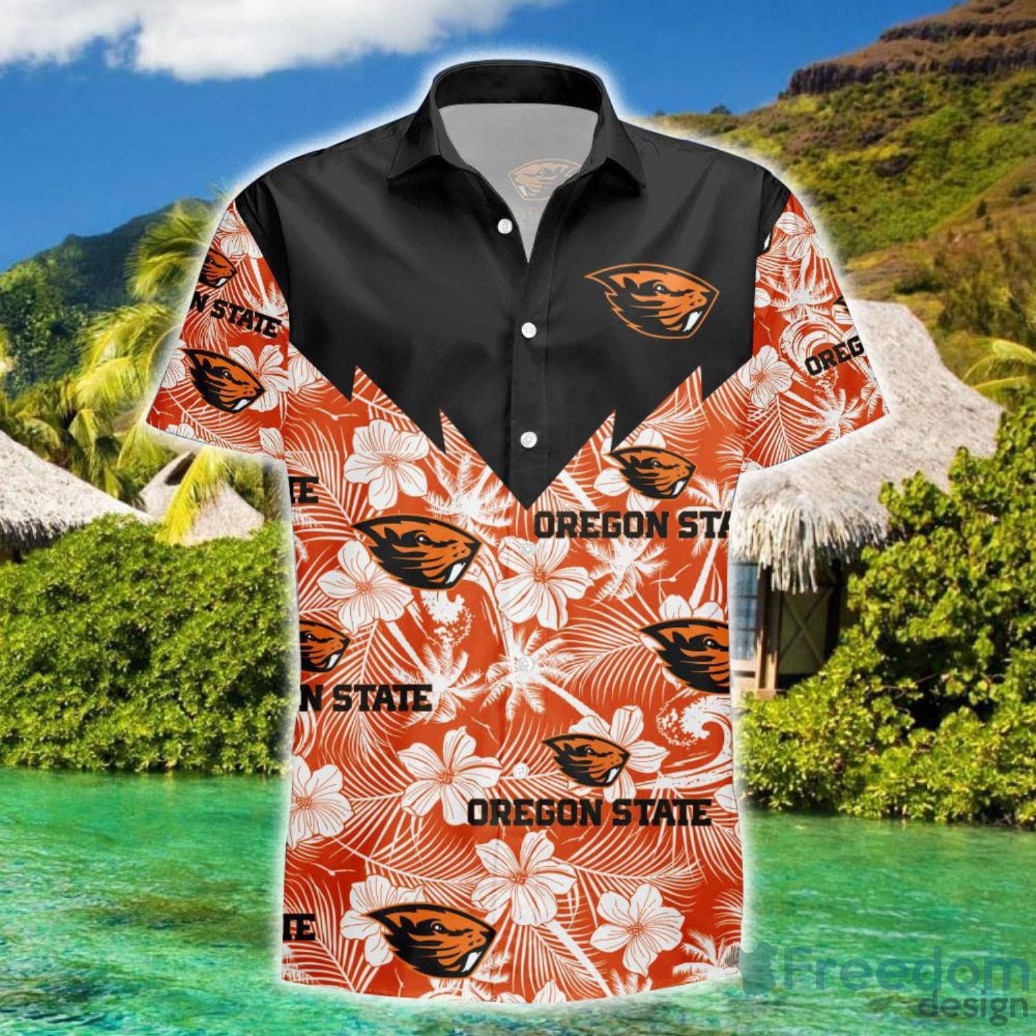 NCAA Oregon State Beavers Tropical Seamless Hawaiian Shirt