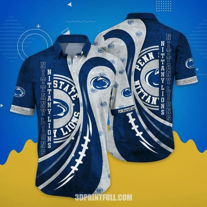 NCAA Penn State Nittany Lions Blue Grey Hawaiian Shirt