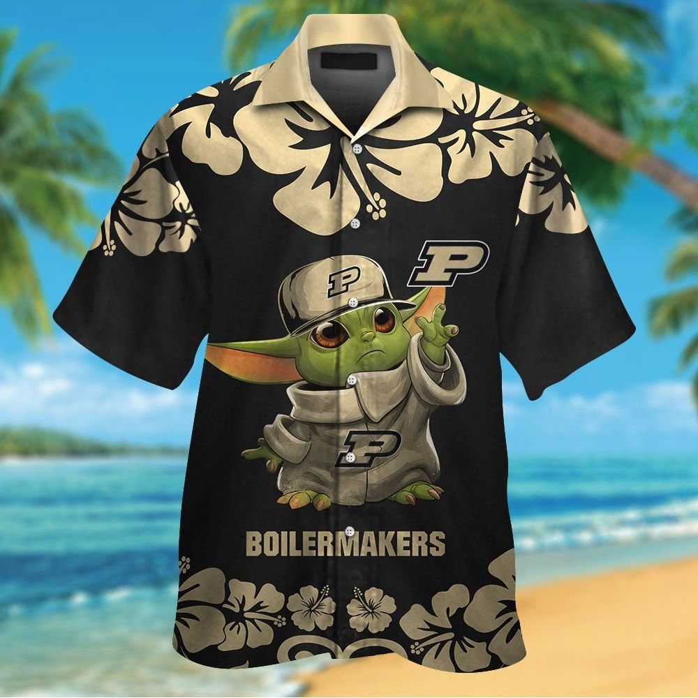 Ncaa Purdue Boilermakers Baby Yoda Gold Black Trendy Hawaiian Shirt Aloha Shirt