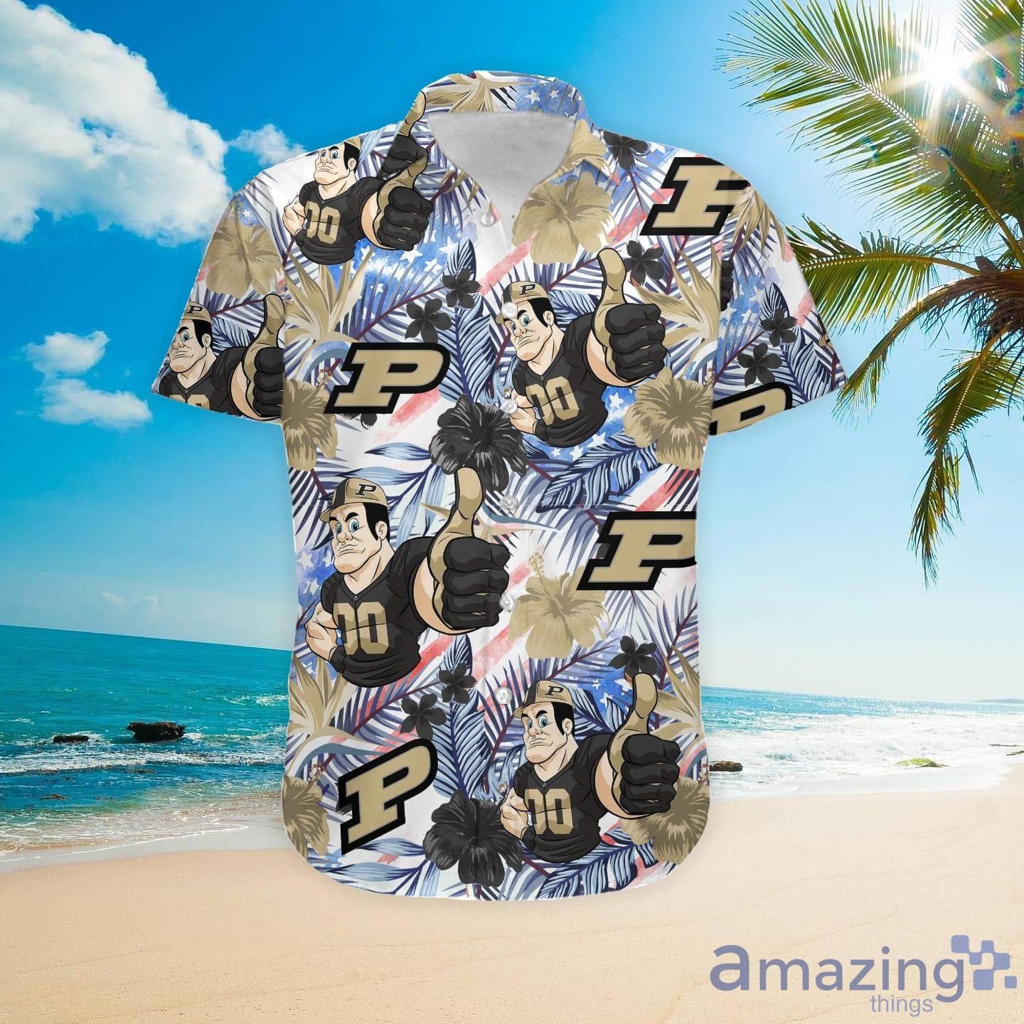 NCAA Purdue Boilermakers Custom Name Limited Gold Hawaiian Shirt