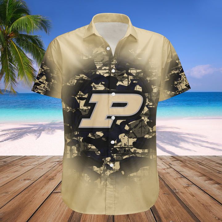 Ncaa Purdue Boilermakers Custom Text Number Gold Black Trendy Hawaiian Shirt V12 Aloha Shirt
