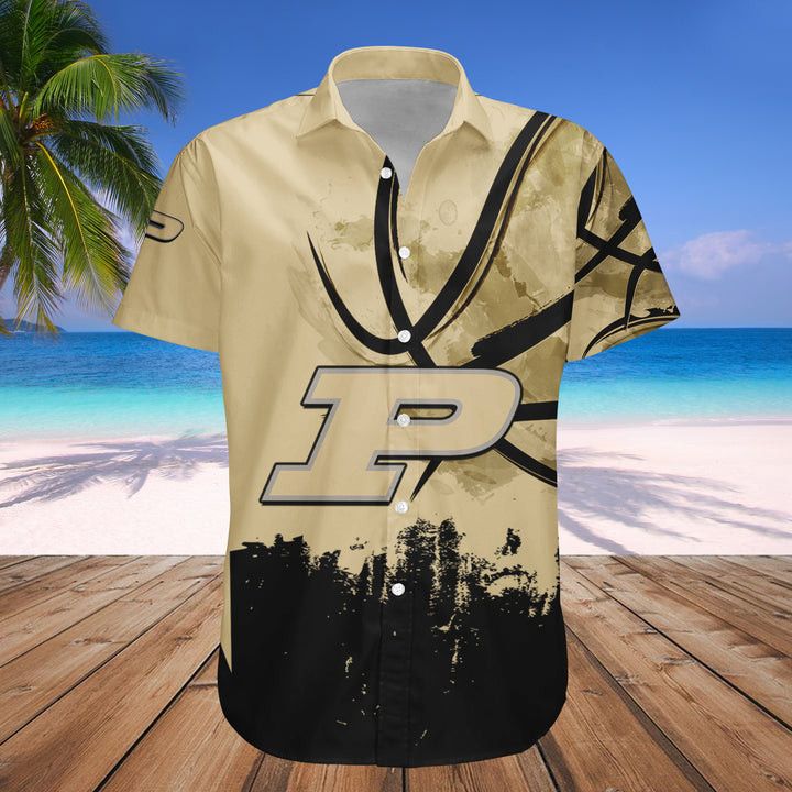 Ncaa Purdue Boilermakers Custom Text Number Gold Black Trendy Hawaiian Shirt V13 Aloha Shirt
