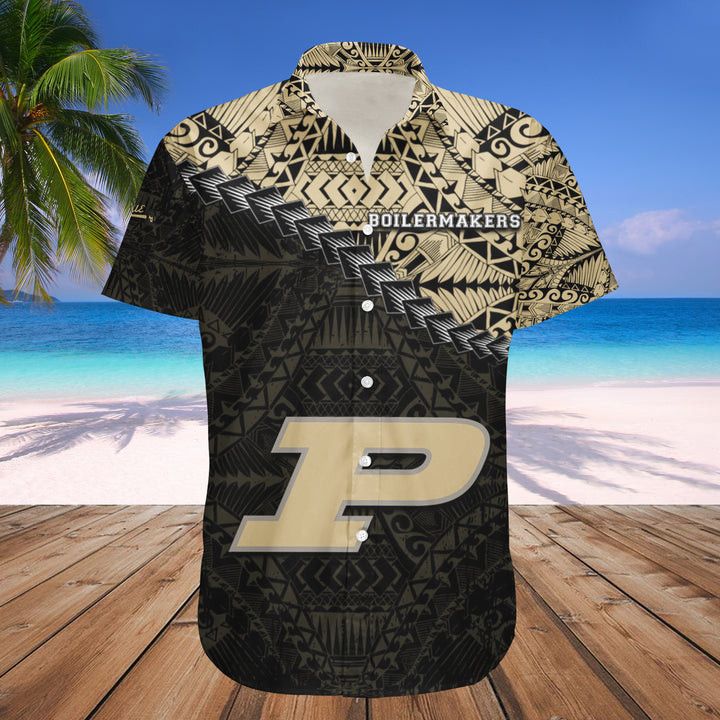 Ncaa Purdue Boilermakers Gold Black Polynesian Trendy Hawaiian Shirt V3 Aloha Shirt