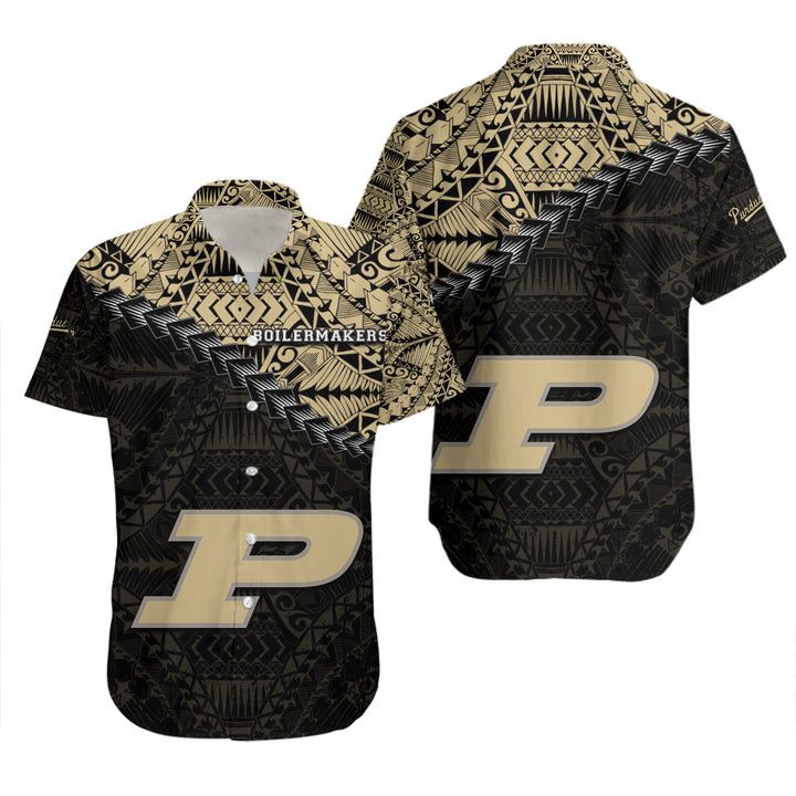 Ncaa Purdue Boilermakers Gold Black Polynesian Trendy Hawaiian Shirt V3 Aloha Shirt