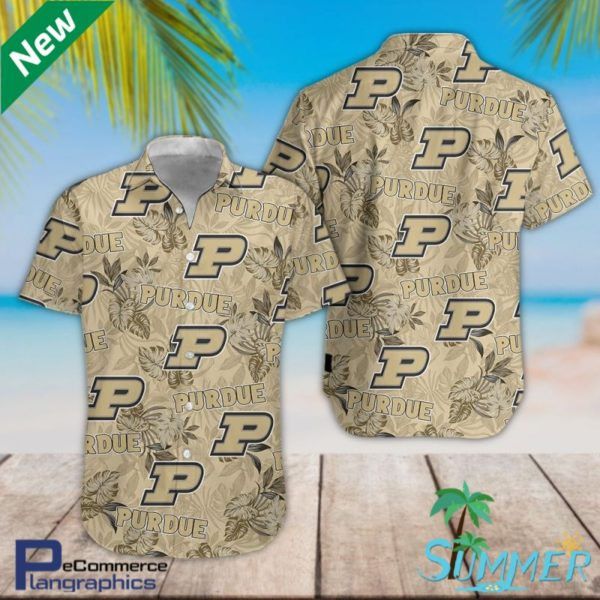 NCAA Purdue Boilermakers Gold Flowers Hawaiian Shirt
