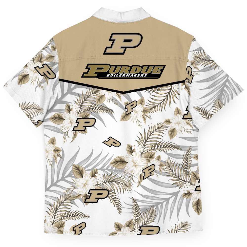 Ncaa Purdue Boilermakers Gold White Flowers Trendy Hawaiian Shirt Aloha Shirt