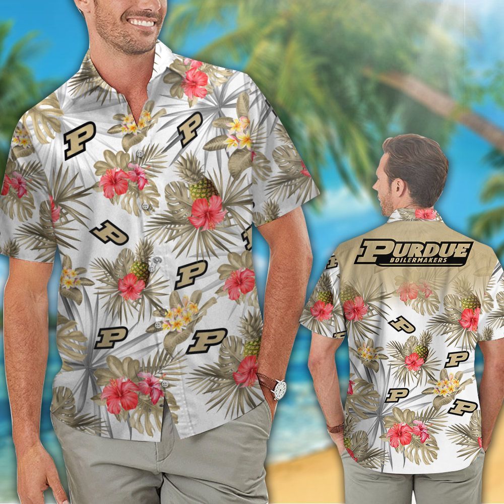 Ncaa Purdue Boilermakers Pink Flowers Pineaaple Trendy Hawaiian Shirt Aloha Shirt