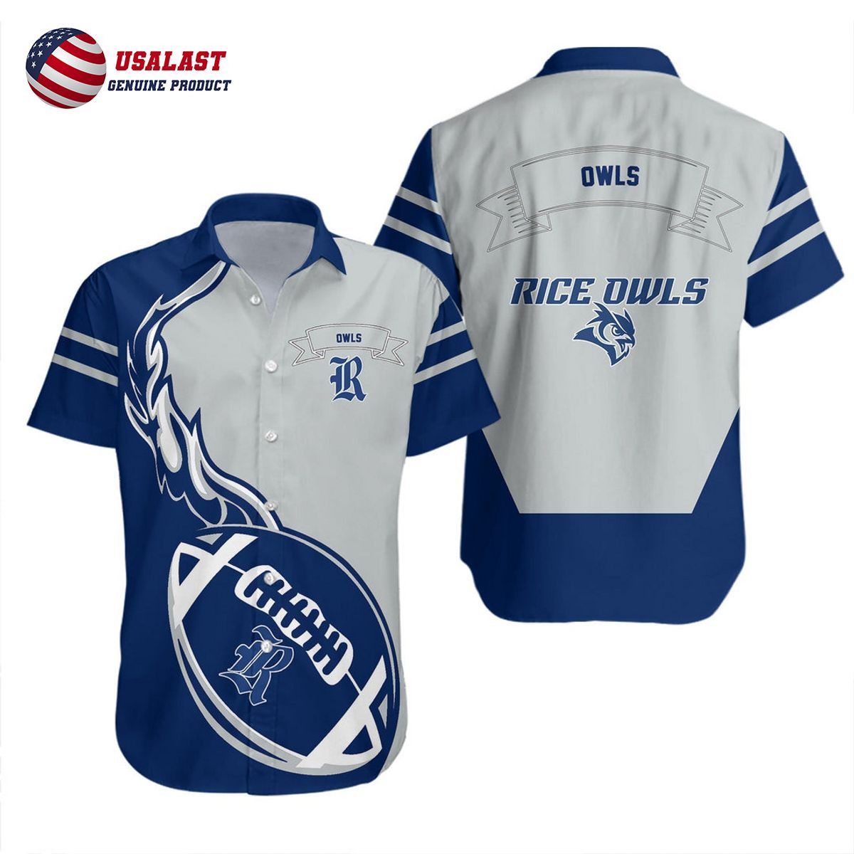 NCAA Rice Owls Flame Ball Hawaiian Shirt