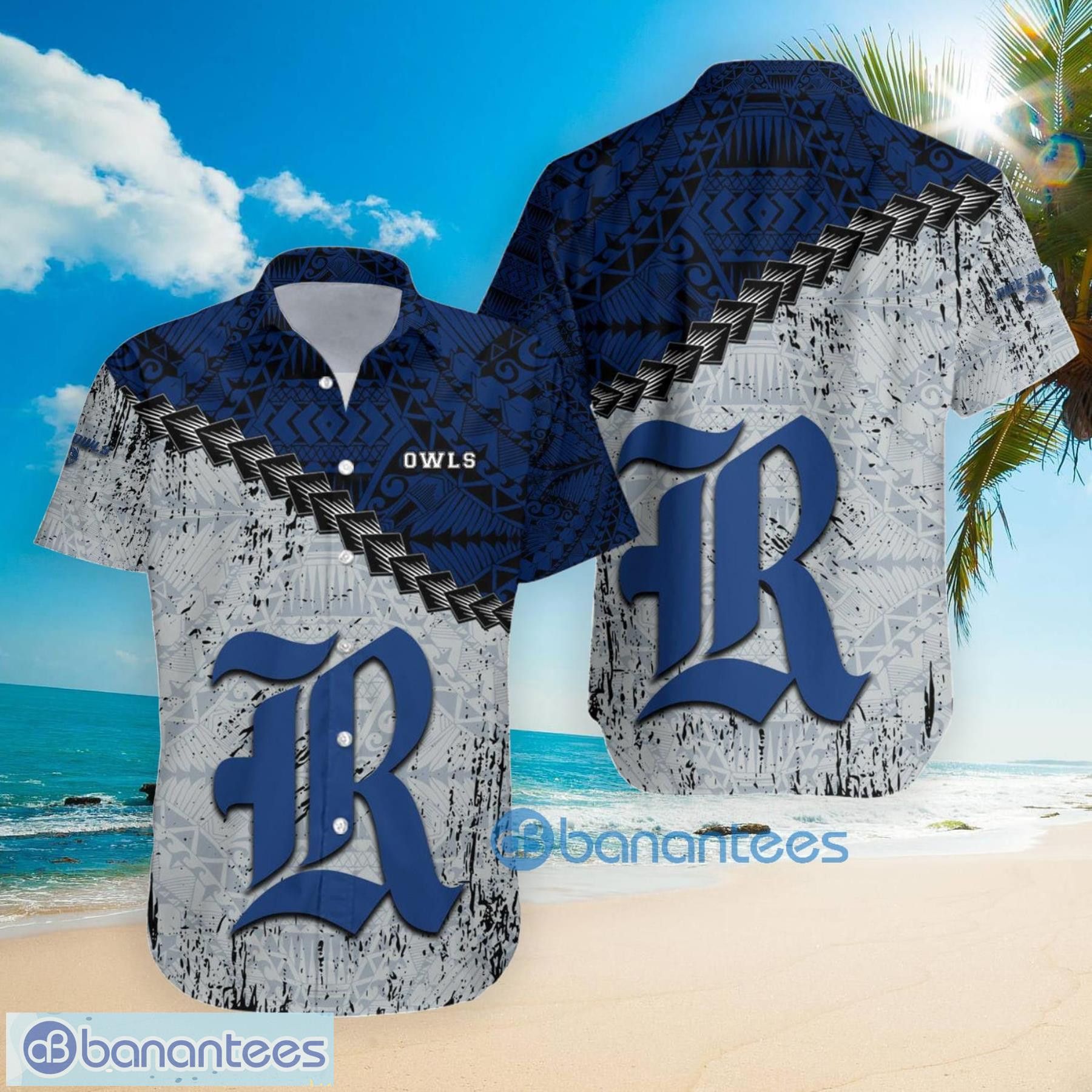 Ncaa Rice Owls Grunge Polynesian Tattoo Trendy Hawaiian Shirt Aloha Shirt