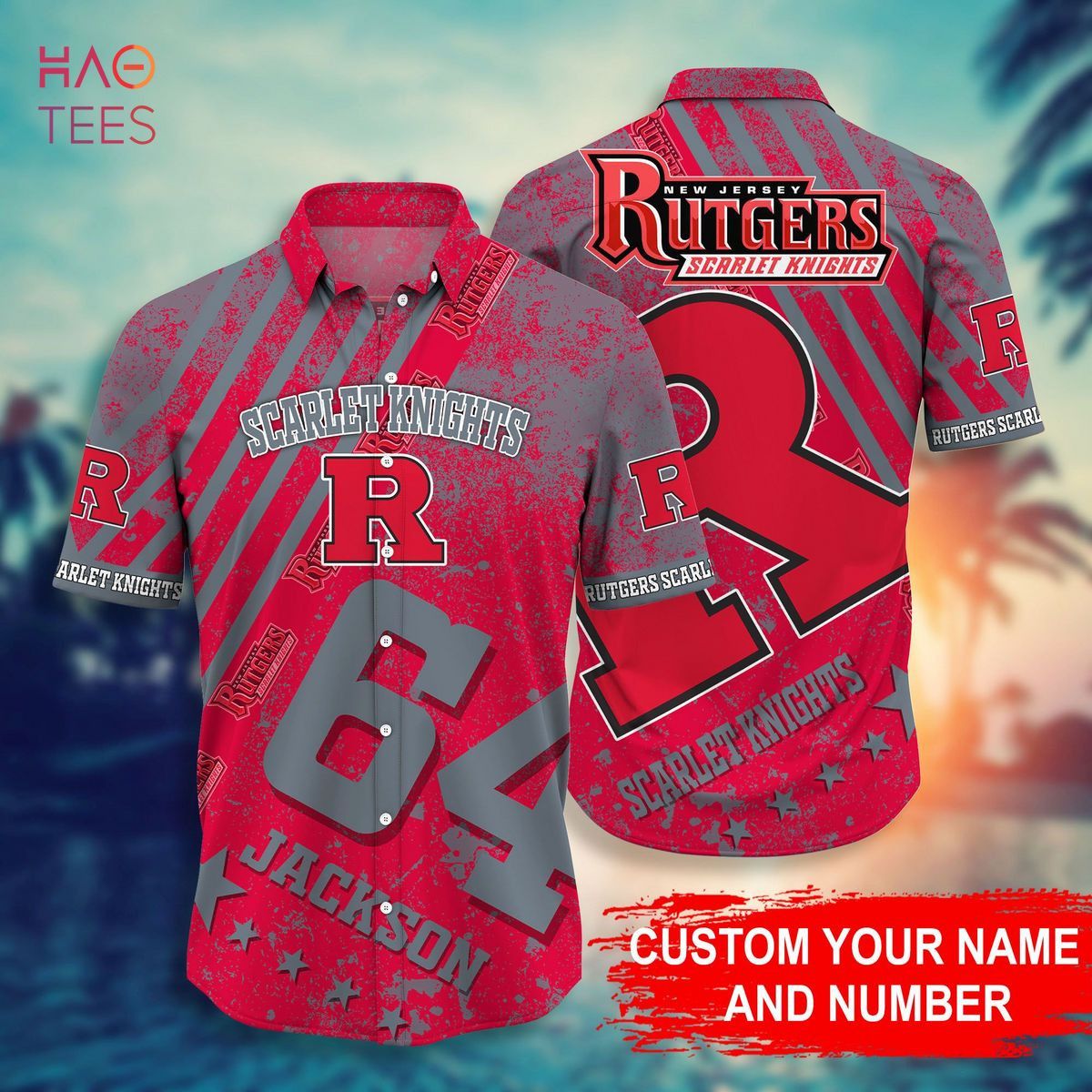 Ncaa Rutgers Scarlet Knights Custom Name Number Trendy Hawaiian Shirt Aloha Shirt