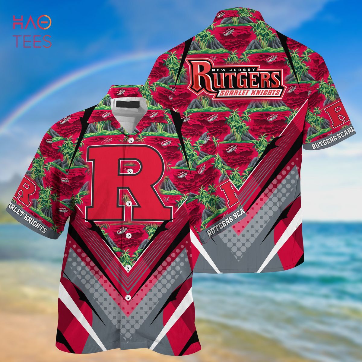 Ncaa Rutgers Scarlet Knights Tropical Island Trendy Hawaiian Shirt Aloha Shirt