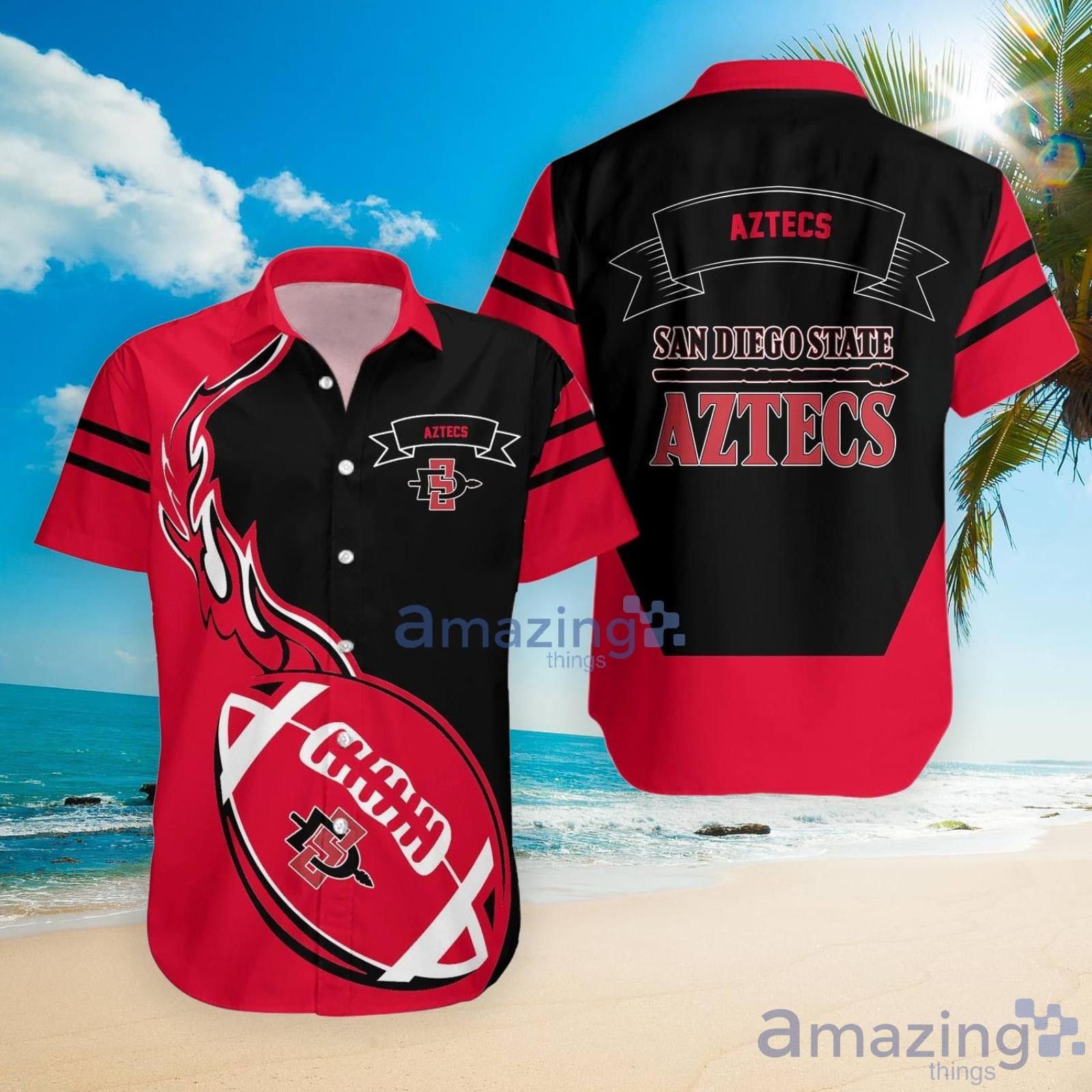 Ncaa San Diego State Aztecs Flame Ball Trendy Hawaiian Shirt Aloha Shirt