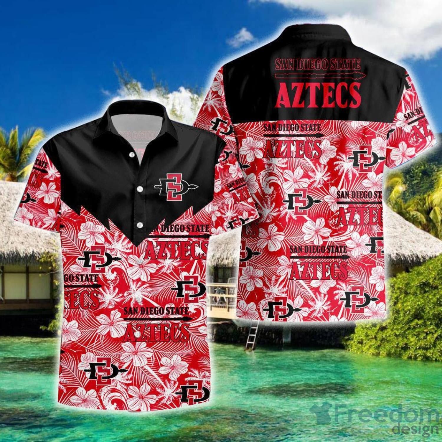 Ncaa San Diego State Aztecs Tropical Seamless Trendy Hawaiian Shirt Aloha Shirt