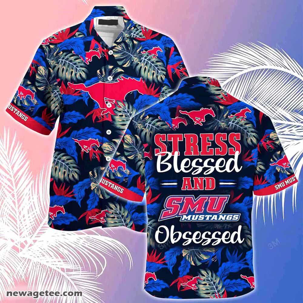 Ncaa Smu Mustangs Blesssed Obsessed Trendy Hawaiian Shirt Aloha Shirt