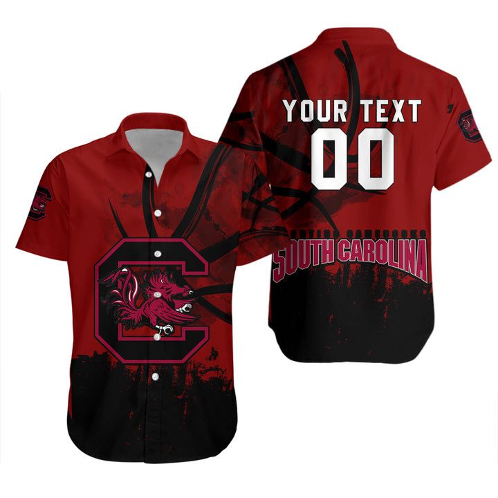 Ncaa South Carolina Gamecocks Custom Text Number Red Black Trendy Hawaiian Shirt V8 Aloha Shirt