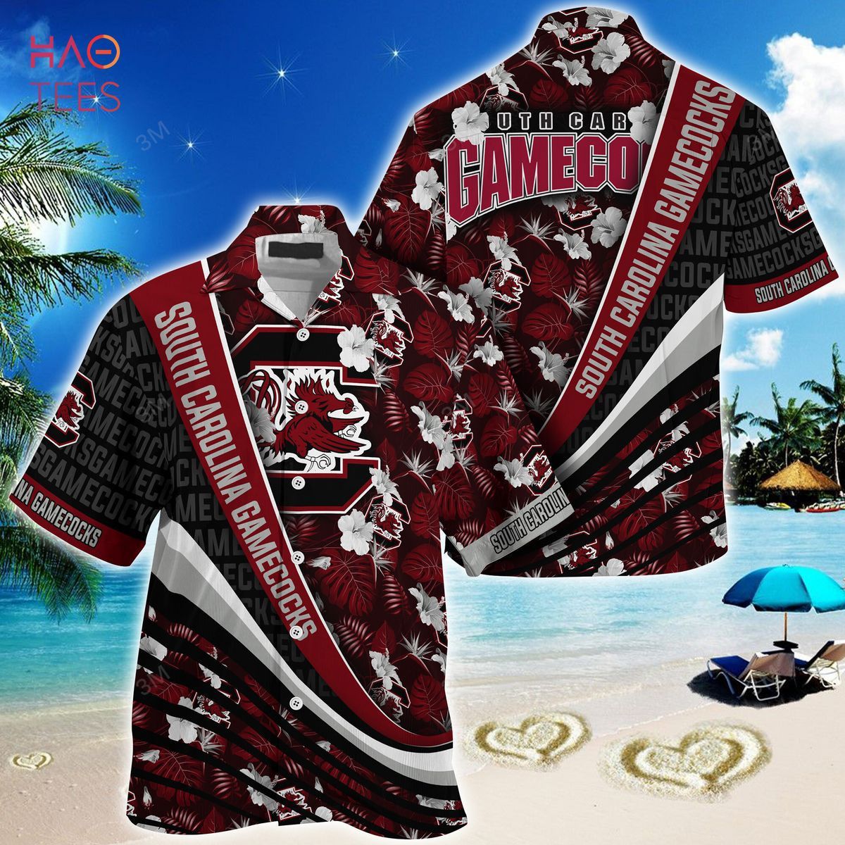 NCAA South Carolina Gamecocks Garnet Black Hawaiian Shirt