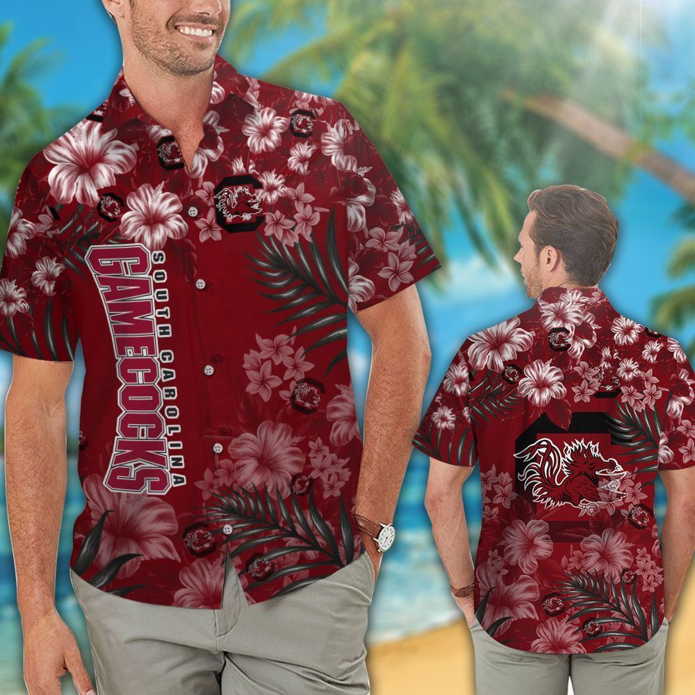 Ncaa South Carolina Gamecocks Garnet Flowers Trendy Hawaiian Shirt Aloha Shirt