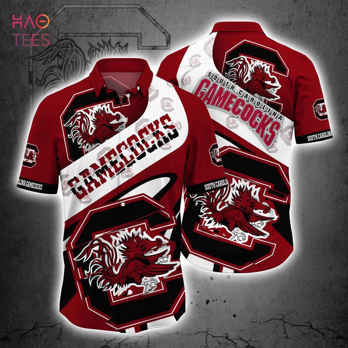 NCAA South Carolina Gamecocks Garnet White Hawaiian Shirt