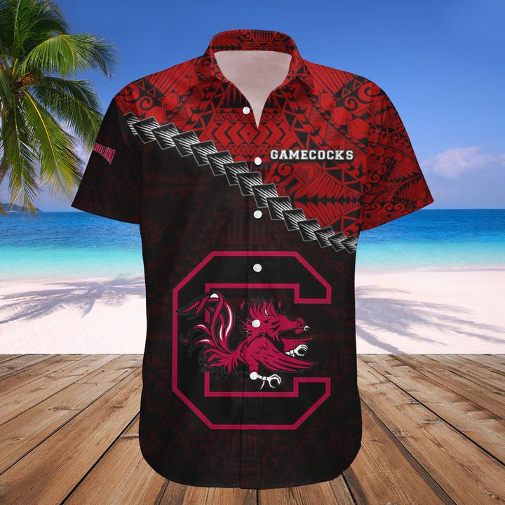 Ncaa South Carolina Gamecocks Red Black Trendy Hawaiian Shirt V6 Aloha Shirt
