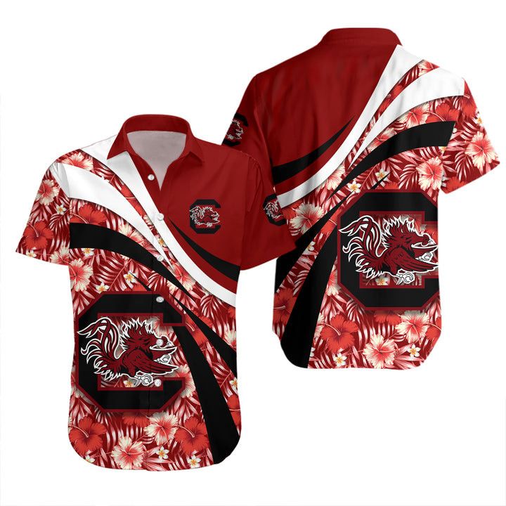 Ncaa South Carolina Gamecocks Red Black Trendy Hawaiian Shirt V9 Aloha Shirt