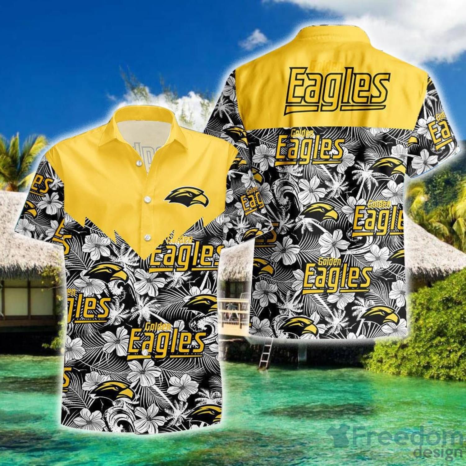 NCAA Southern Miss Golden Eagles Tropical Seamless Hawaiian Shirt