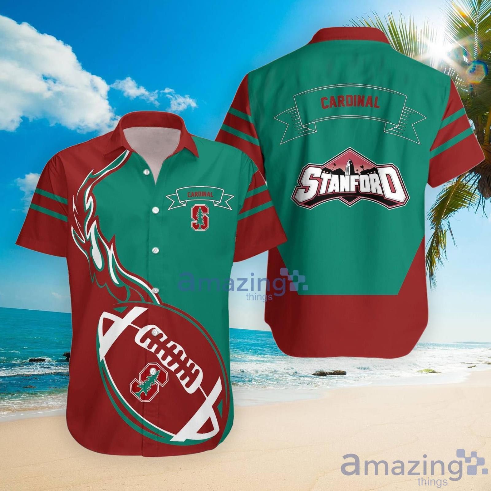 NCAA Stanford Cardinal Flame Ball Hawaiian Shirt