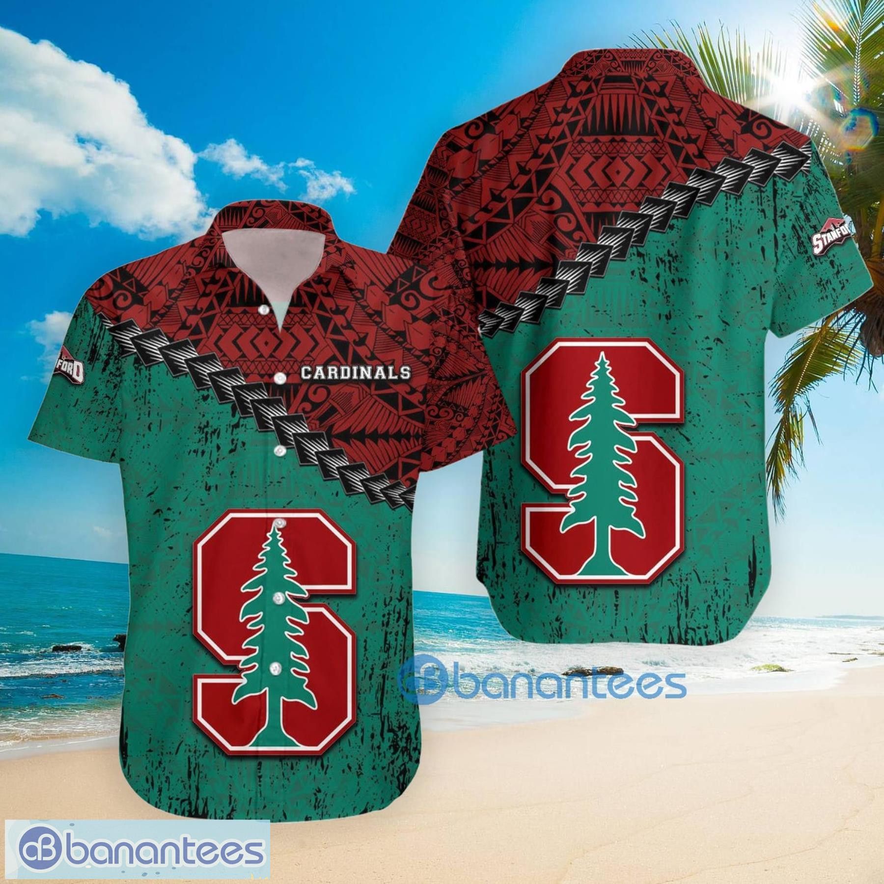Ncaa Stanford Cardinal Grunge Polynesian Tattoo Trendy Hawaiian Shirt Aloha Shirt