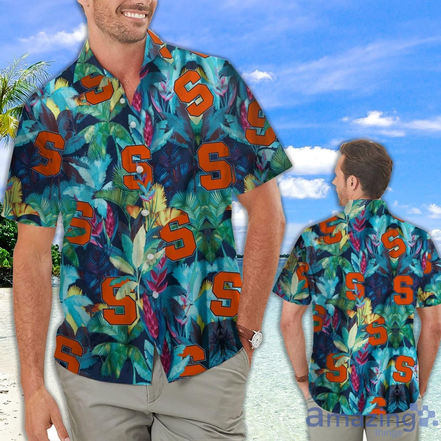 NCAA Syracuse Orange Floral Tropical Hawaiian Shirt