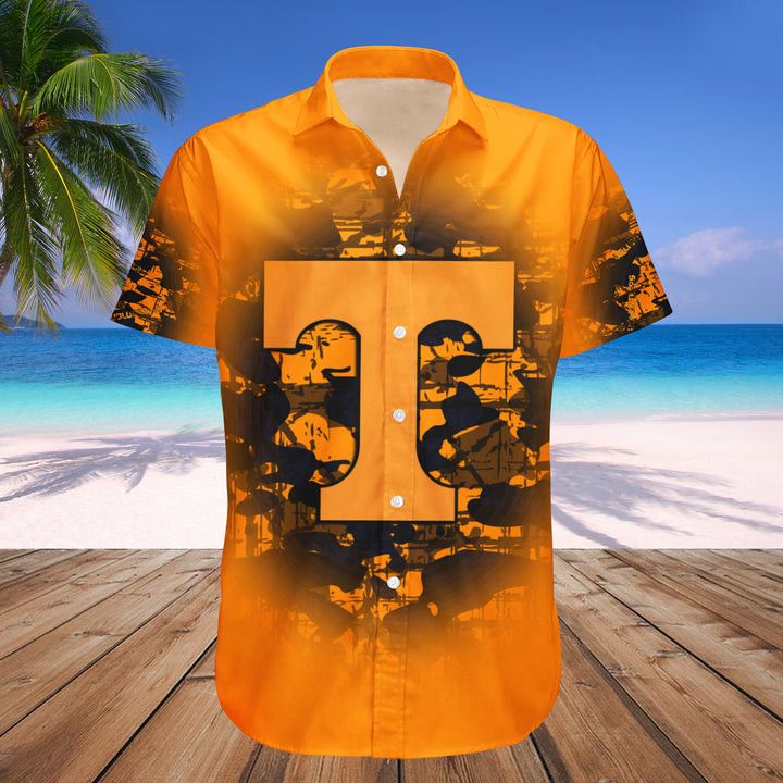 NCAA Tennessee Volunteers Custom Text Number Orange Black Hawaiian Shirt