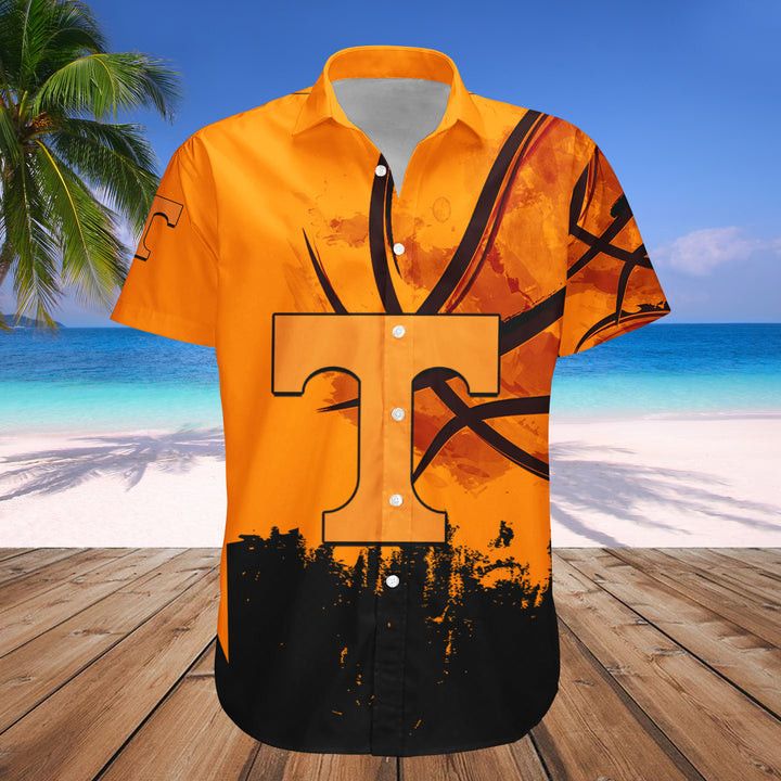 Ncaa Tennessee Volunteers Custom Text Number Orange Black Trendy Hawaiian Shirt V6 Aloha Shirt