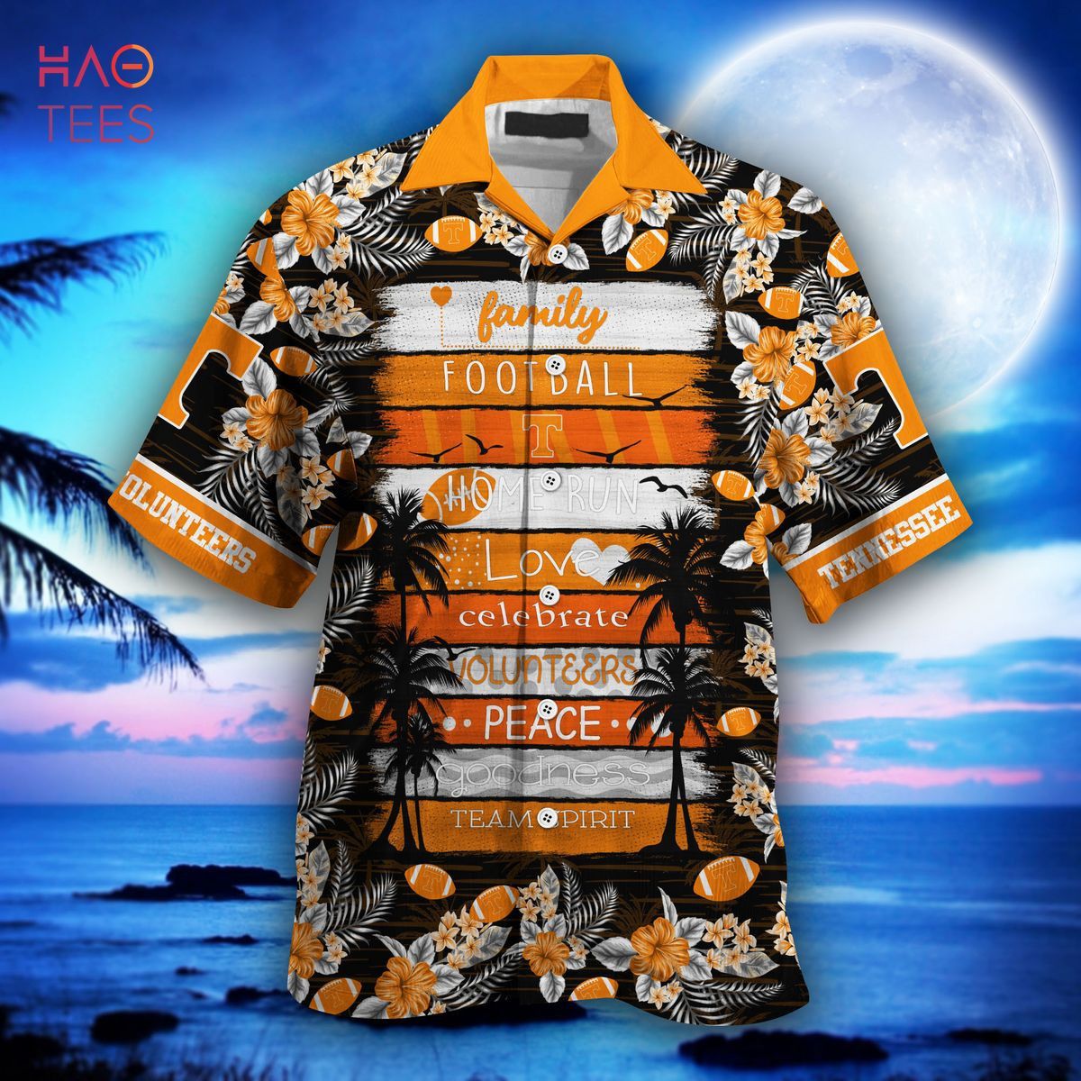 Ncaa Tennessee Volunteers Orange Black Trendy Hawaiian Shirt V2 Aloha Shirt