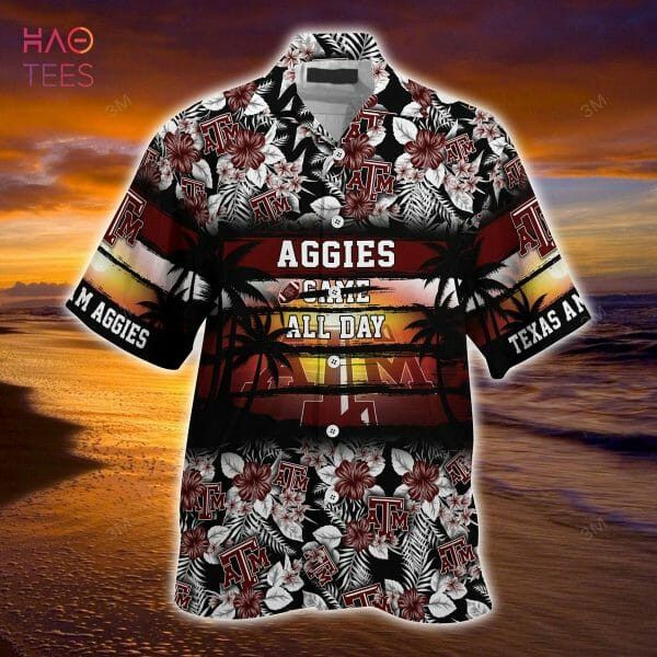 Ncaa Texas A&M Aggies Flowers Maroon Black Trendy Hawaiian Shirt Aloha Shirt